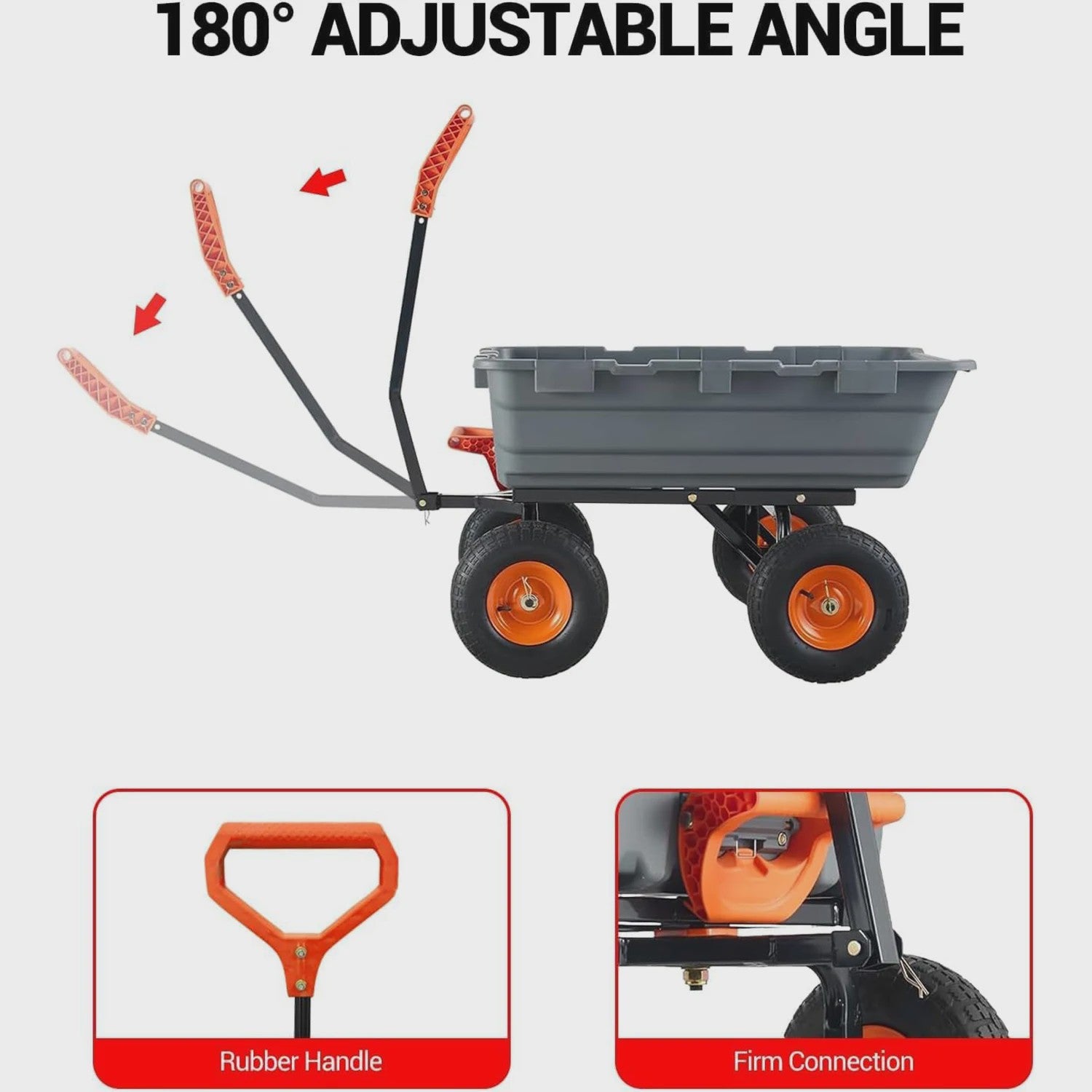 Poly Tuin Kipkar met Stalen Frame en 2-in-1 Handvat - 360kg Laadvermogen