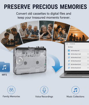 Draagbare Cassette Speler & MP3 Converter - USB Opname & Radio Functie