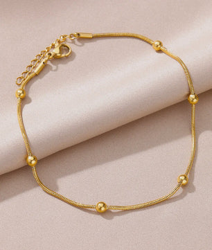 Gouden Anklet met Kralen en Bedels - Roestvrij Staal - Zomerse Strandjuwelen