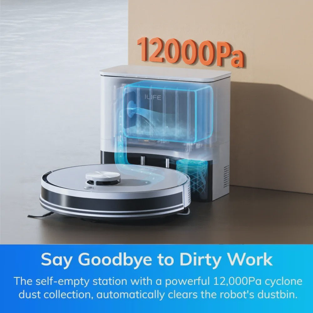 ILIFE A30 Pro Robotstofzuiger met Zelflegstation, 5000Pa Zuigkracht, LDS Navigatie & Dweilfunctie