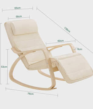 Luxe Schommelstoel Beige met Verstelbare Voetensteun & Draaifunctie | Comfortabel Relaxen