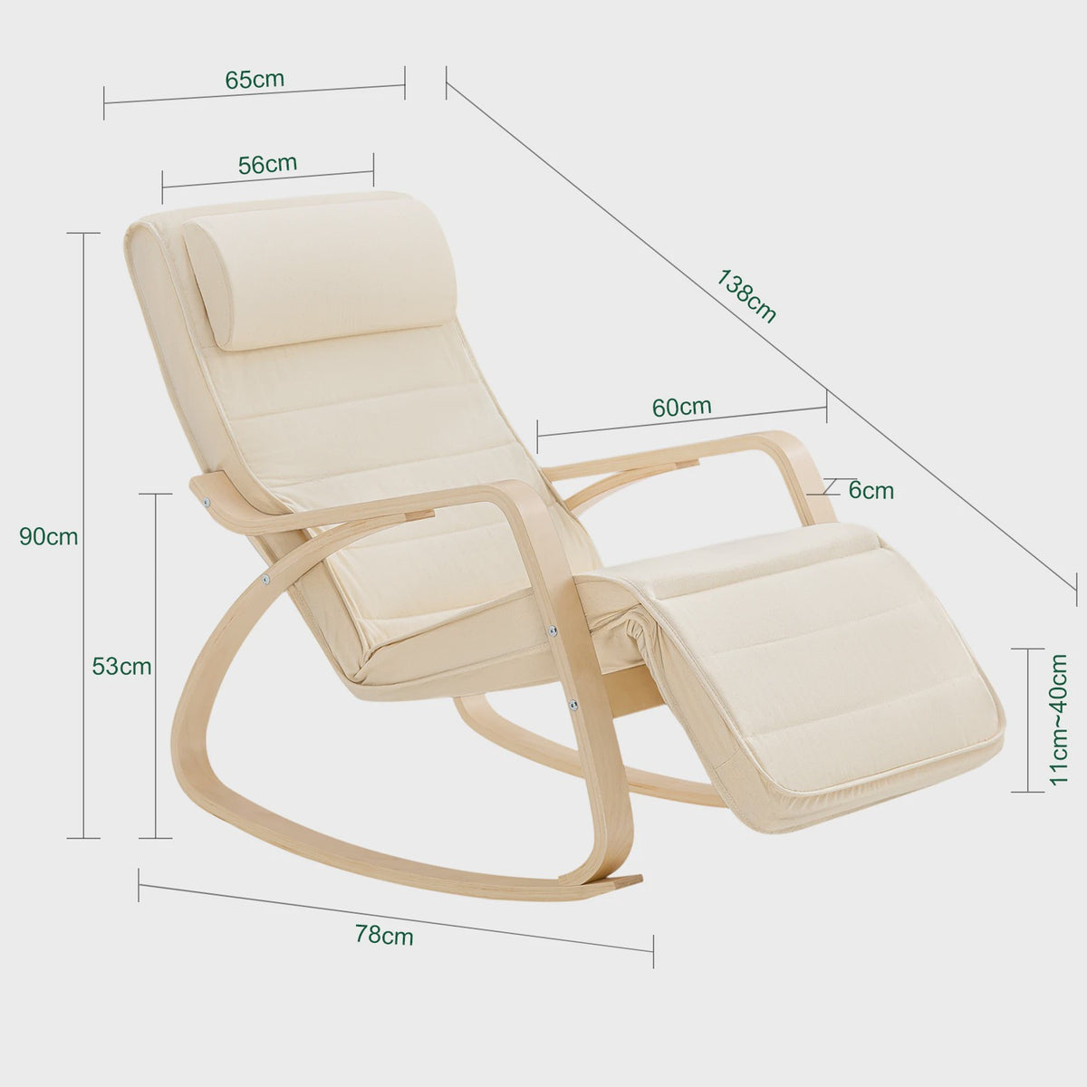 Luxe Schommelstoel Beige met Verstelbare Voetensteun & Draaifunctie | Comfortabel Relaxen