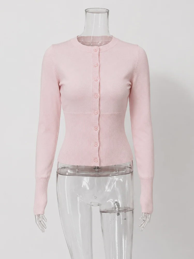 Dames Gebreide Cardigan met Lange Mouwen - Slim Fit & Elegant