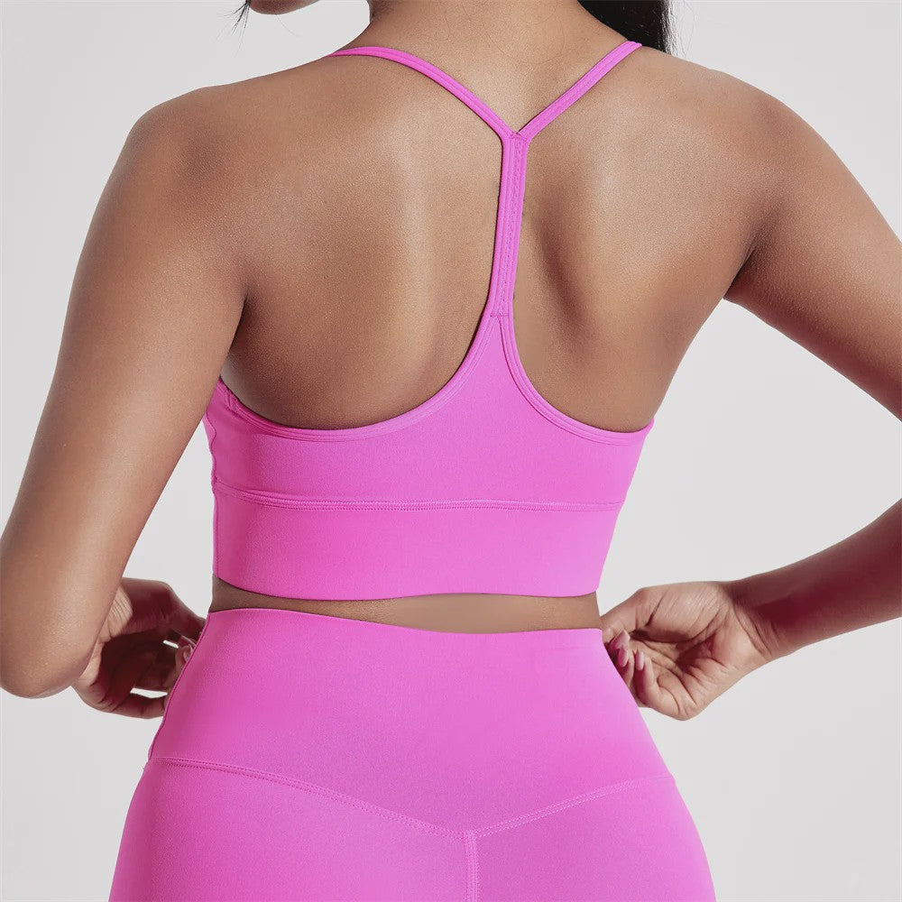 Sportieve Seamless BH Top met Y-Rug en Afneembare Pads - Comfortabel voor Yoga, Fitness & Training