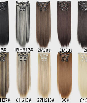 Synthetische Haarverlenging Set: 6 Delen Clip-in Extensions 60cm Lang & Steil