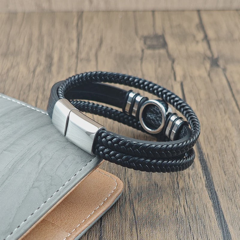 Heren Leren Armband met Levensboom & Roestvrij Staal - Stoer & Stijlvol