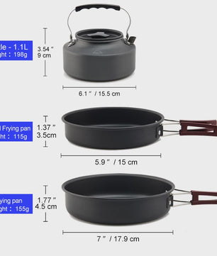 Widesea Camping Kookset Outdoor Potten & Pannen Set met Waterkoker & Bestek