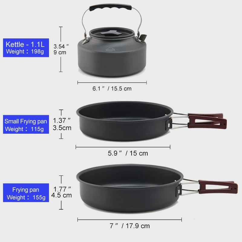 Widesea Camping Kookset Outdoor Potten & Pannen Set met Waterkoker & Bestek