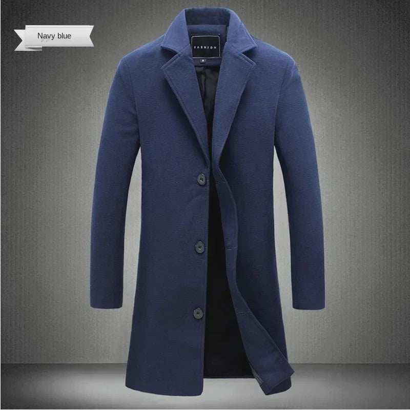 Herentrenchcoat Wolmix - Stijlvolle Lange Winterjas voor Heren