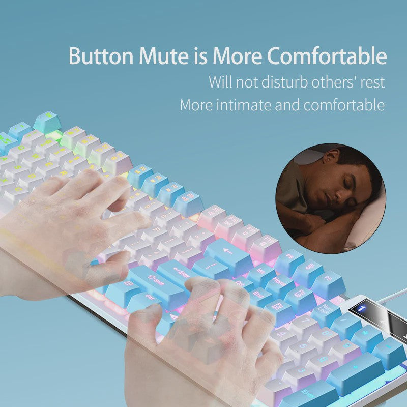 Verlicht Toetsenbord en Muis Combo - Ergonomisch, Mechanisch Gevoel, USB, Backlit voor Gaming & Kantoor