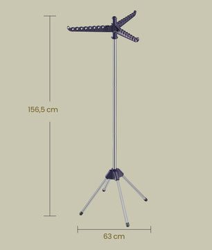 SONGMICS Opvouwbaar Kledingrek - RVS Droogrek met 360° Draaibare Arm, 27 Stuks Capaciteit