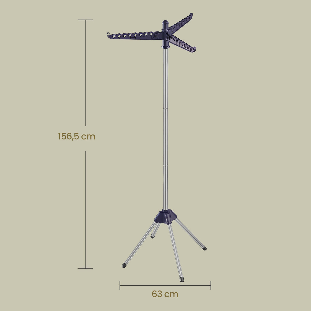 SONGMICS Opvouwbaar Kledingrek - RVS Droogrek met 360° Draaibare Arm, 27 Stuks Capaciteit
