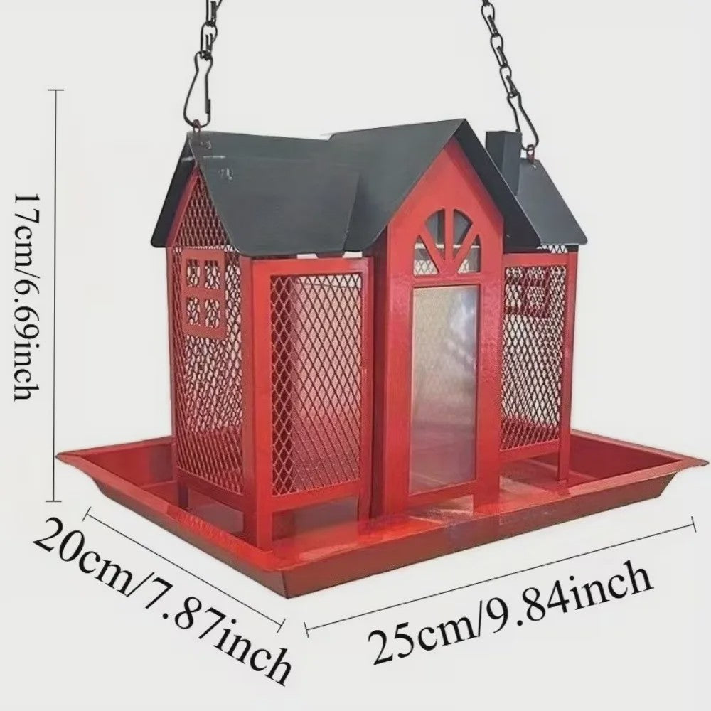 Hangend Vogelvoederhuisje met Grote Capaciteit - IJzeren Voederstation voor Tuin & Buiten
