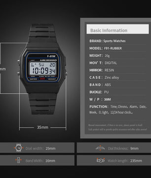 Luxe Digitale Heren & Kinder Horloge - Waterdicht, LED & Alarm