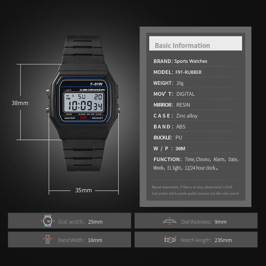 Luxe Digitale Heren & Kinder Horloge - Waterdicht, LED & Alarm