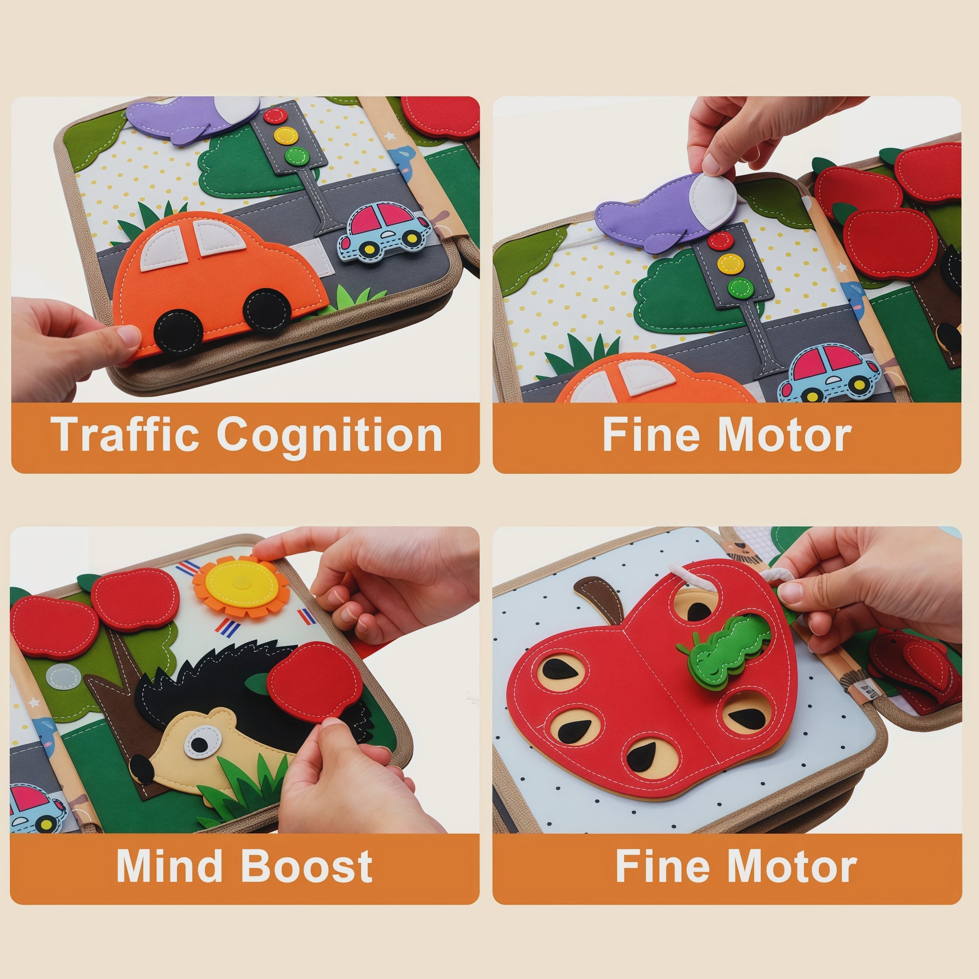 Montessori Busy Book: Educatief Speelgoed voor Fijne Motoriek, Kleuren & Dieren
