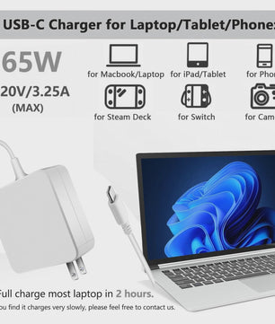 65W USB-C Snellader PD Adapter voor Laptops | MacBook, Dell, HP, Lenovo