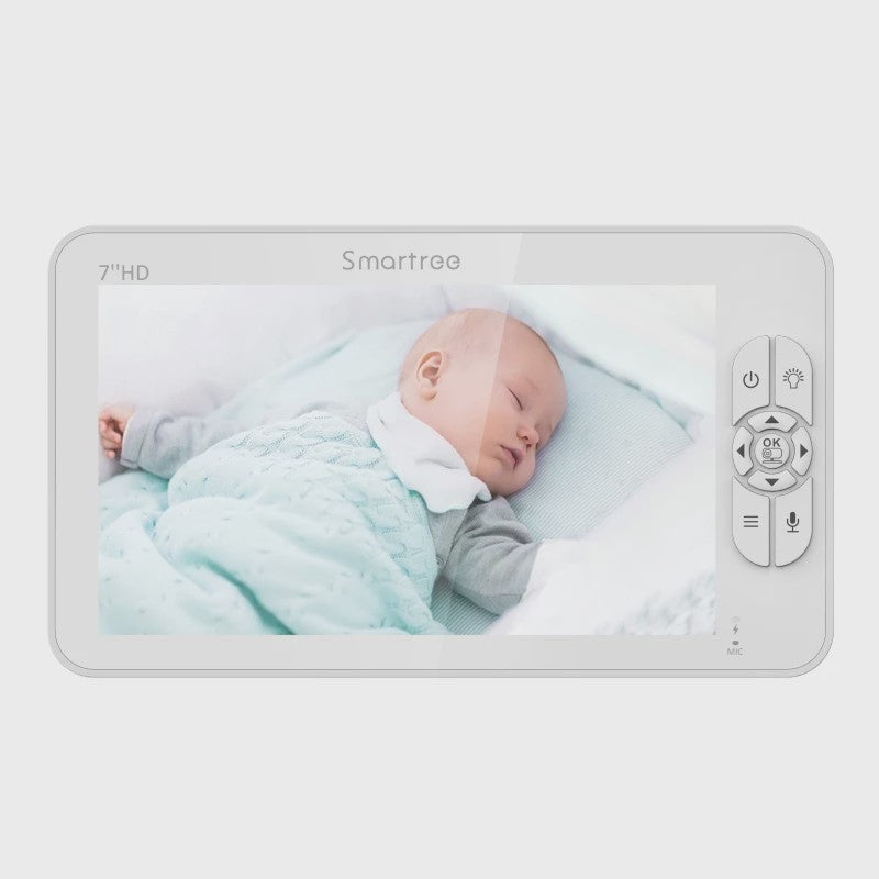 7" HD Babyfoon met 2 Camera's, Split Screen, Pan/Tilt/Zoom & 4000mAh Batterij