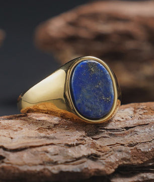 Unisex Vintage Ringen van Roestvrij Staal met Natuursteen (Onyx, Tijgeroog, Lapis Lazuli)