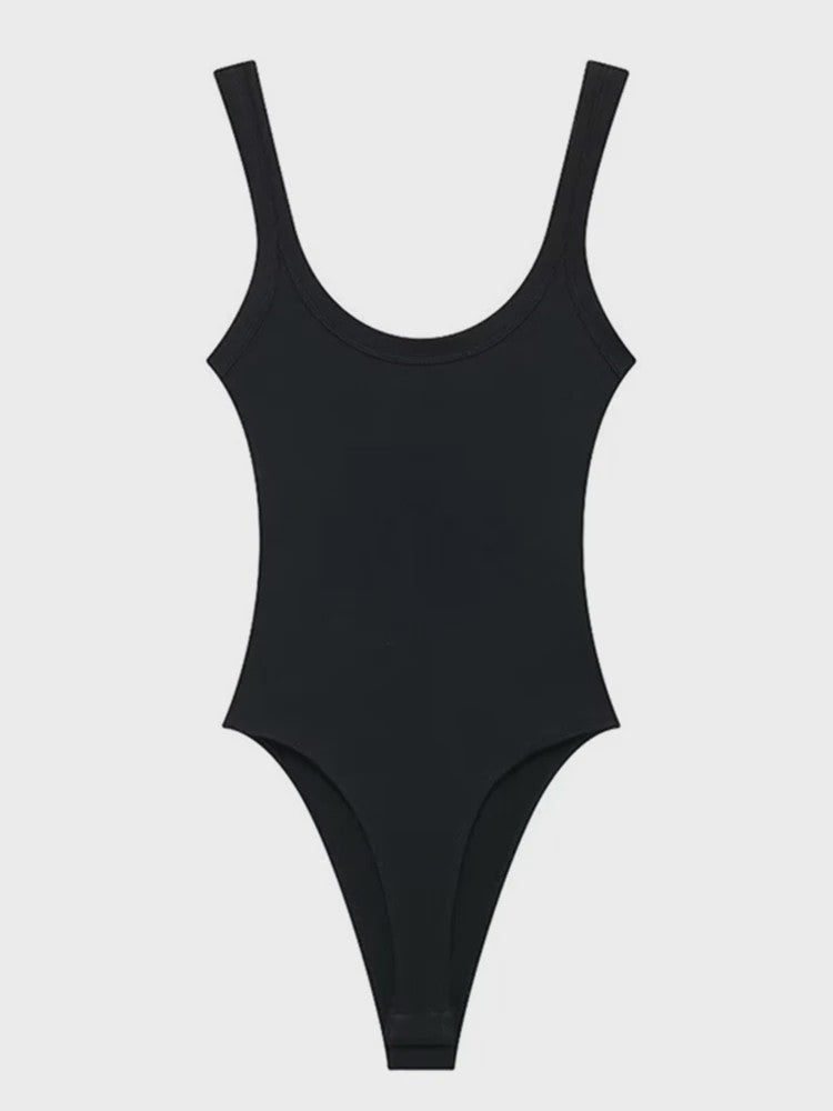 Dames Rib Gebreide Bodysuit met O-hals en Drukknoopsluiting - Comfortabel & Stijlvol