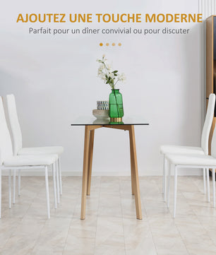 Set van 4 Witte Eetkamerstoelen met Synthetische Bekleding en Stalen Poten
