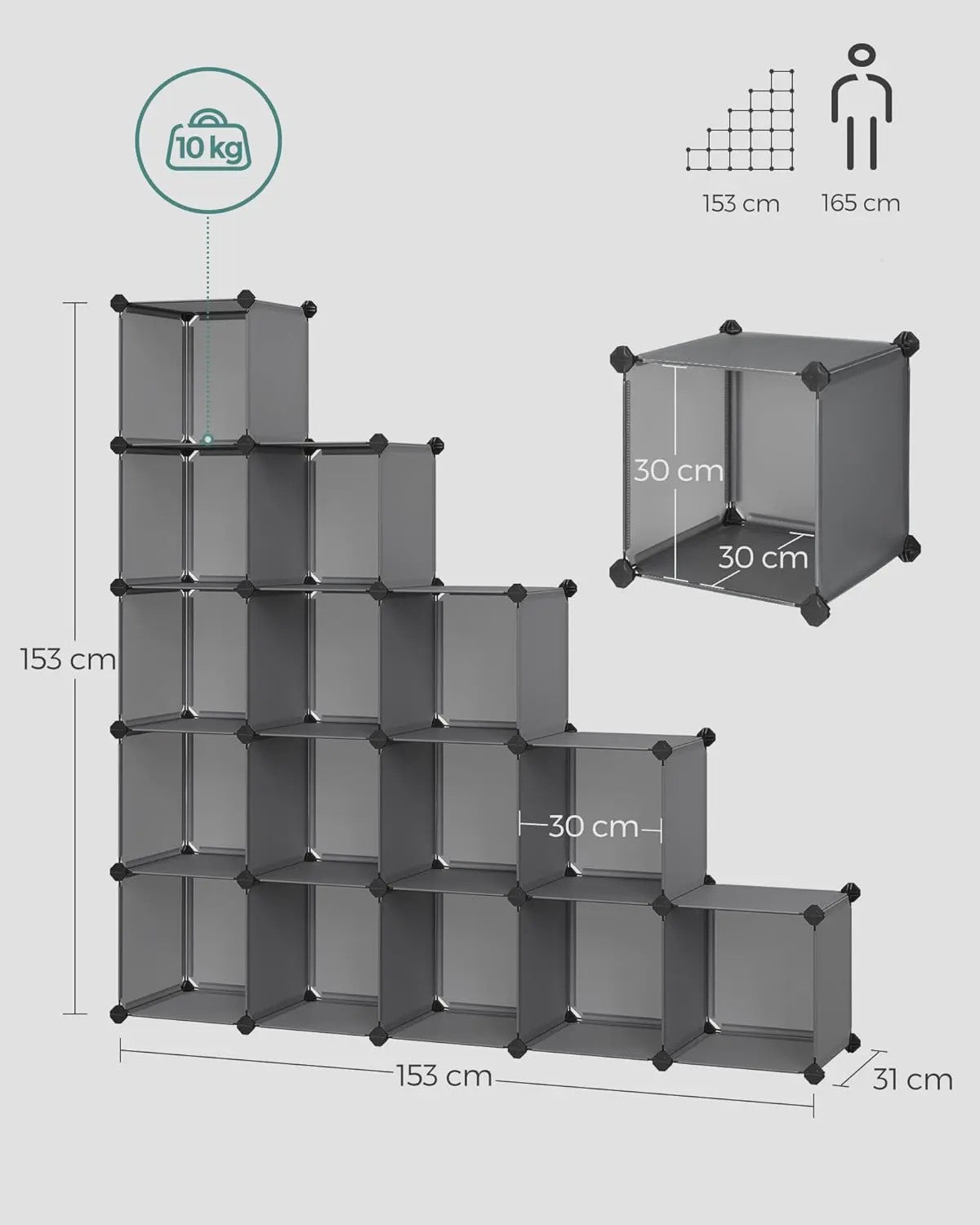 SONGMICS Modulair Schoenenrek - DIY Kubus Opbergsysteem