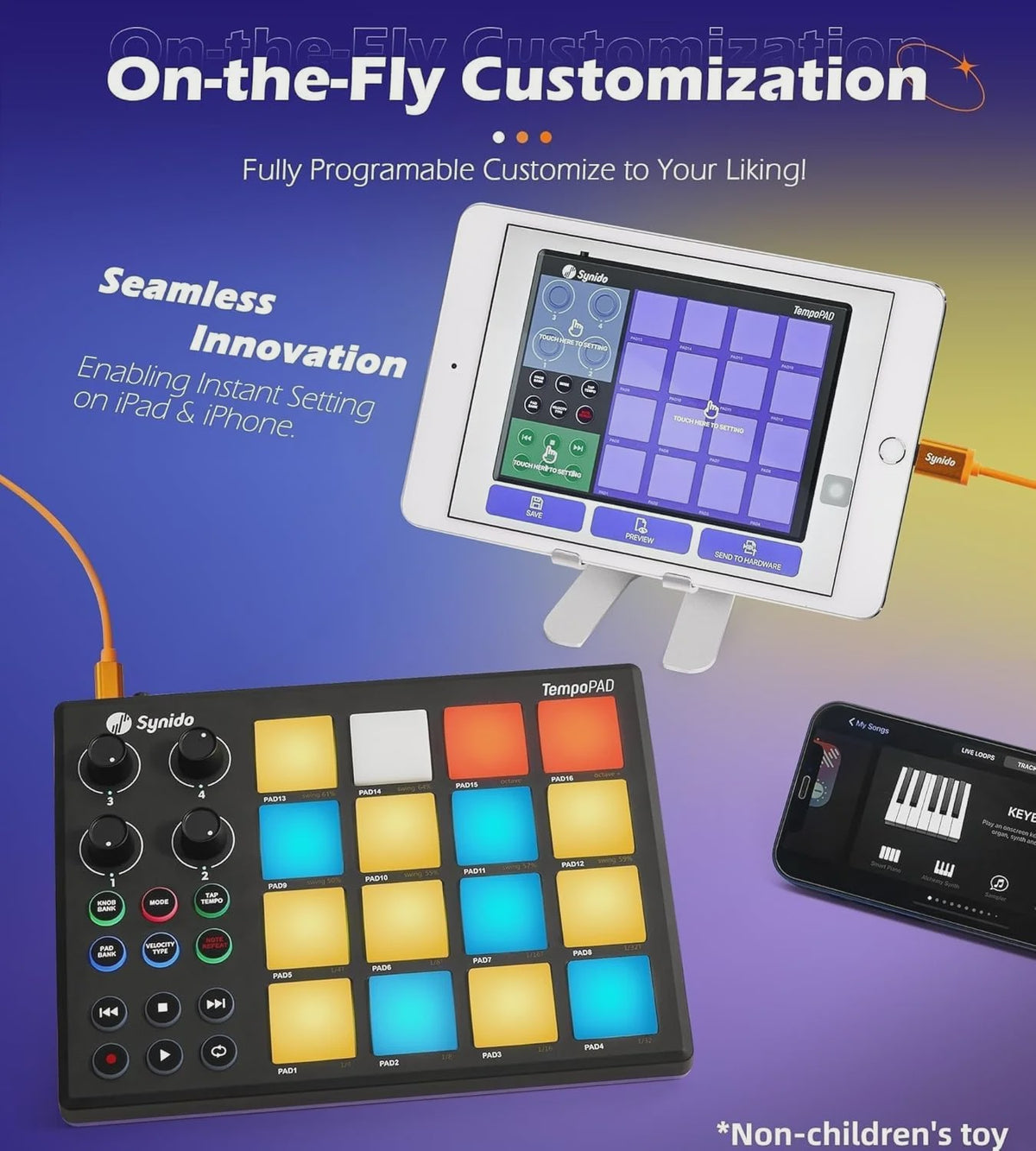 Synido TempoPAD P16 MIDI Controller: Draagbare Beat Maker Machine voor Muziekproductie