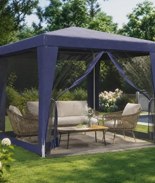 2.5x2.5m Blauwe Partytent met Horren en Ritsingang - UV & Waterbestendig