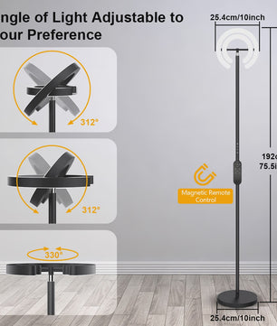 Moderne LED Vloerlamp met Touch & Afstandsbediening - Instelbare Kleur & Helderheid - Ideaal voor Lezen & Werk