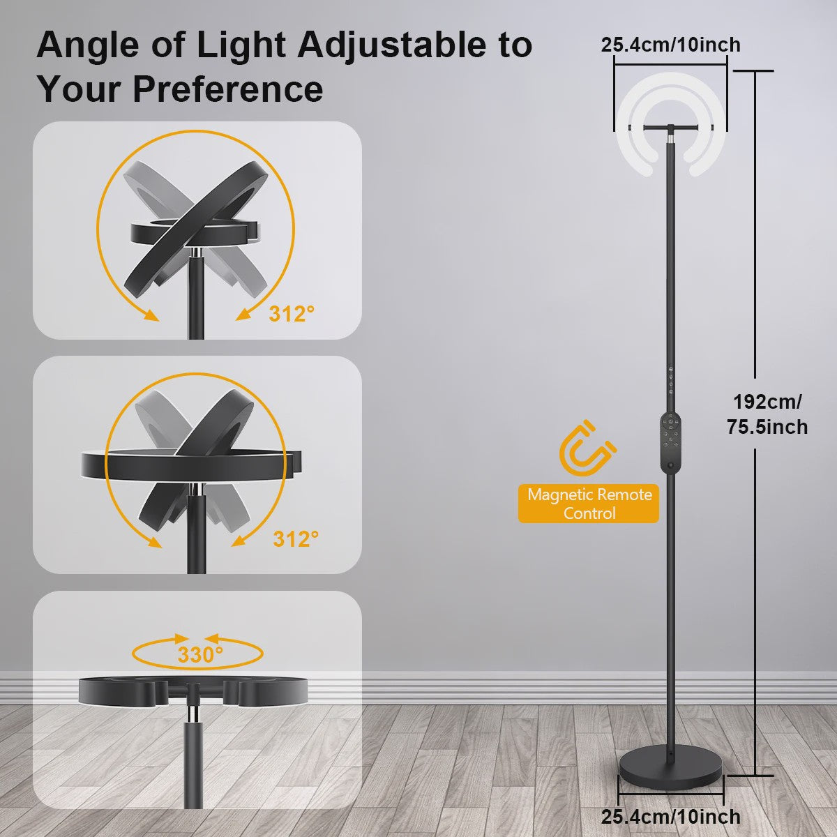 Moderne LED Vloerlamp met Touch & Afstandsbediening - Instelbare Kleur & Helderheid - Ideaal voor Lezen & Werk
