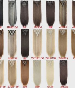 24 Inch Synthetische Haarverlenging met Clips - 7 Delig Set - Lang Steil Haarstuk voor Dames