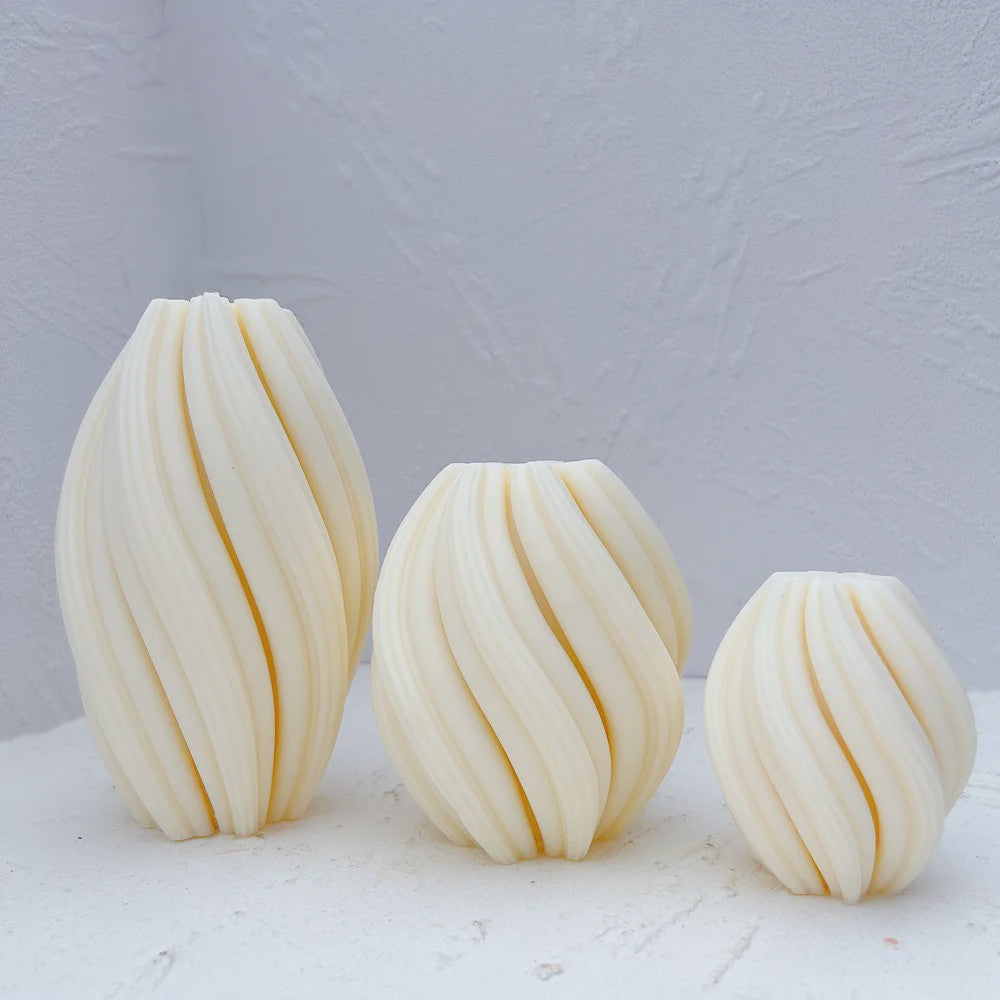 Set van 3 Geometrische Golvende Kaarsvormen - Siliconen Mallen voor Abstracte Decoratieve Kaarsen