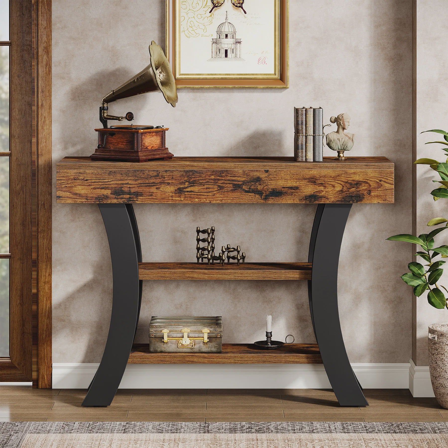 Rustieke Console Tafel met 3 Niveaus - Entree, Hal of Woonkamer