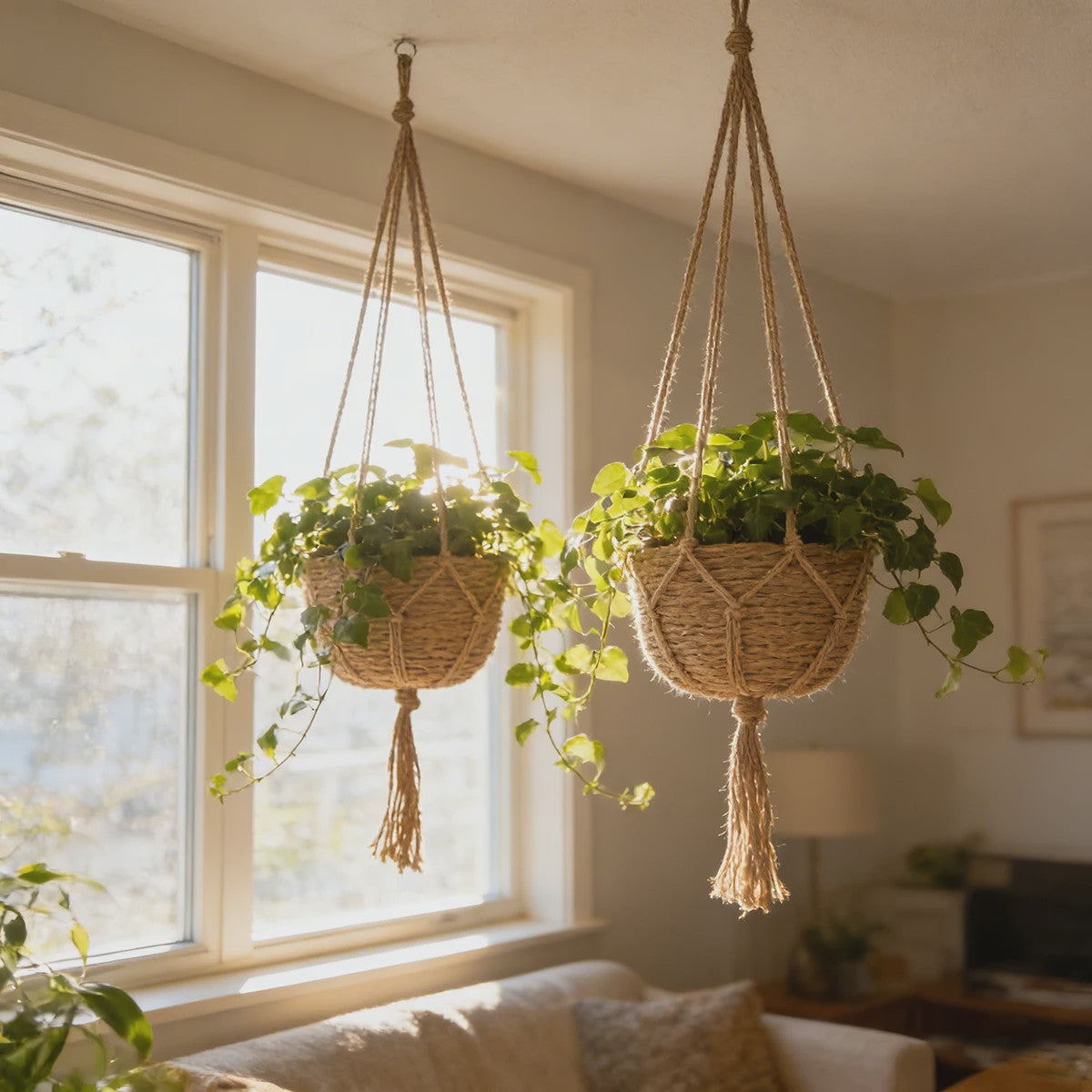 Macramé Plantenhanger - Decoratieve Hangmand voor Binnen & Buiten