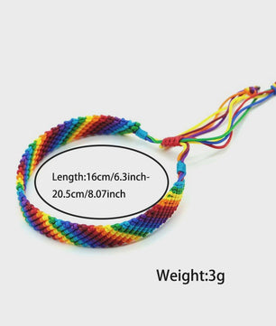 Fashion LGBT Bracelet Men Women Rainbow Rope Braclets Handmade Woven Strings Ethnic Brass Jewelry Bestie Gift Adjustable