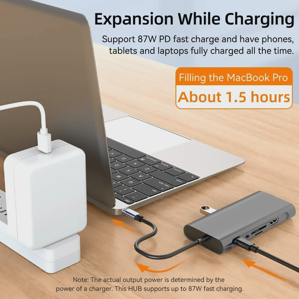 11-in-1 USB-C Hub Docking Station met 4K HDMI, PD, RJ45 & Kaartlezers