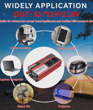 Krachtige 4000W/3000W Power Inverter: 12V DC naar 220V/230V AC met 4 USB & LED Display
