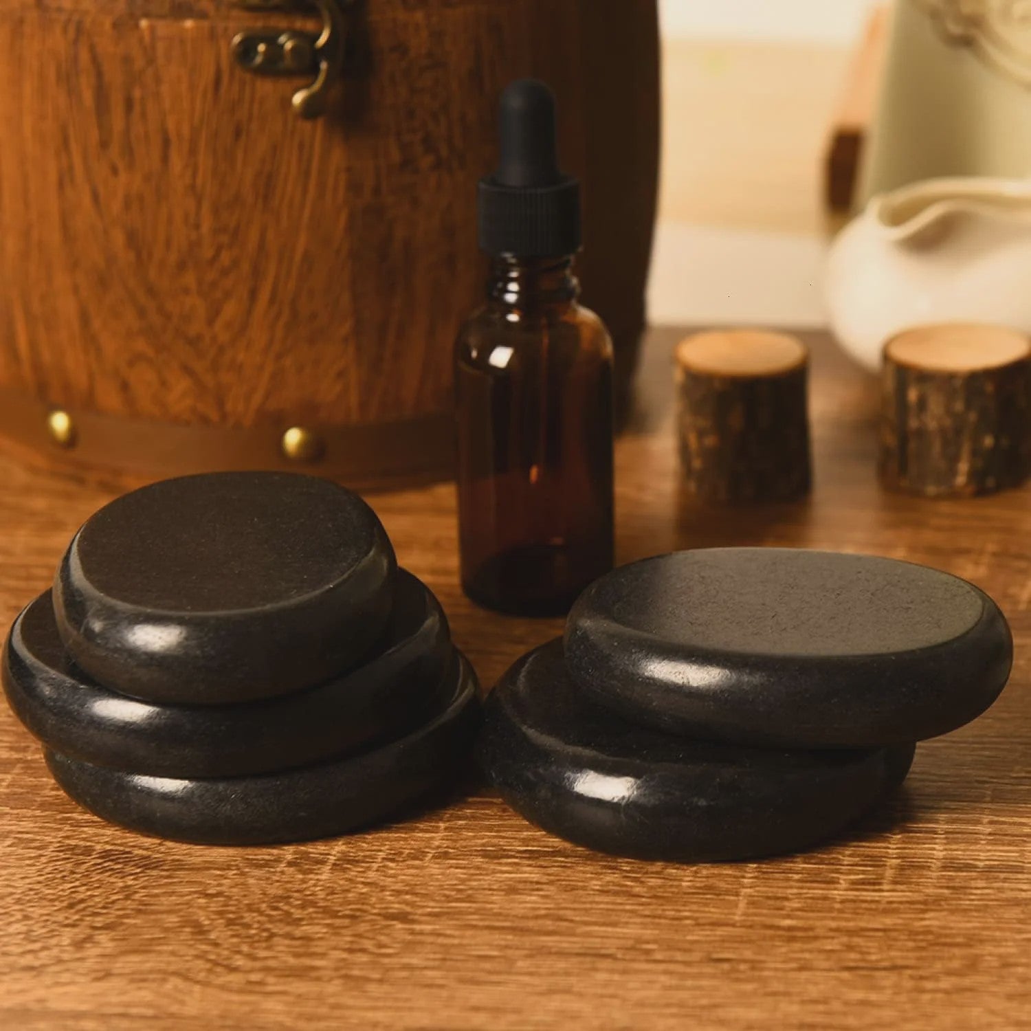 Hot Stones Massage Set - 6 Basaltstenen voor Ontspanning & Therapie