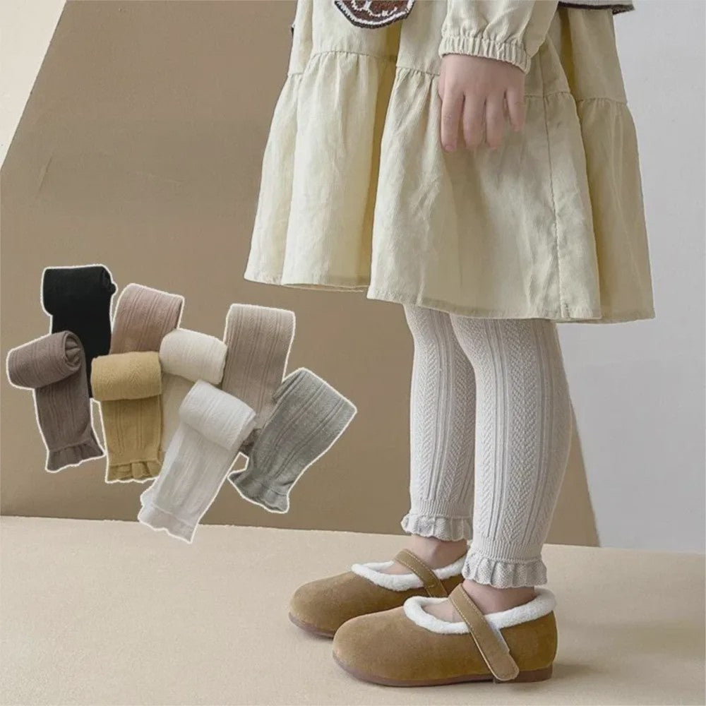Schattige Katoenen Leggings voor Meisjes met Kant en Bloemendetail - 2-4 Jaar