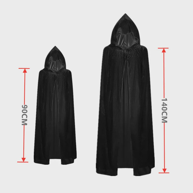 Griezelige Grim Reaper Kostuum voor Kinderen met Gloeiende Rode Ogen, Handschoenen en Zeis