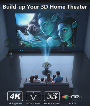 XIWBSY 2026 4K Smart Projector: 40000 Lumens, WiFi6, Bluetooth 5.3, Autofocus & Outdoor Home Theater