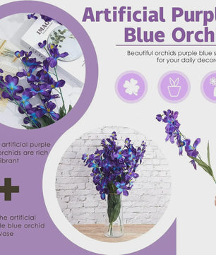 10x Kunstorchidee Stelen Paarsblauw - 27 Inch Zijdebloemen voor Bruiloft & Decoratie