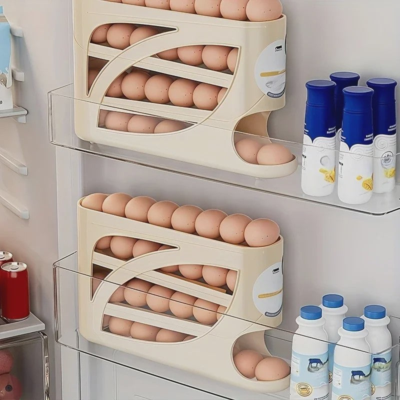 3-Laags Eierhouder met Rol-ontwerp - Grote Capaciteit & Anti-Drop