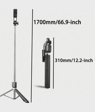 170cm Selfie Stick Statief met Draadloze Afstandsbediening - Draagbaar & Compatibel