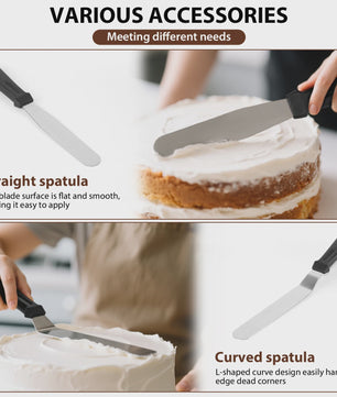 Professionele Taartdraaitafel Set - 12 Inch Aluminium Draaiplateau met Decoratiegereedschap