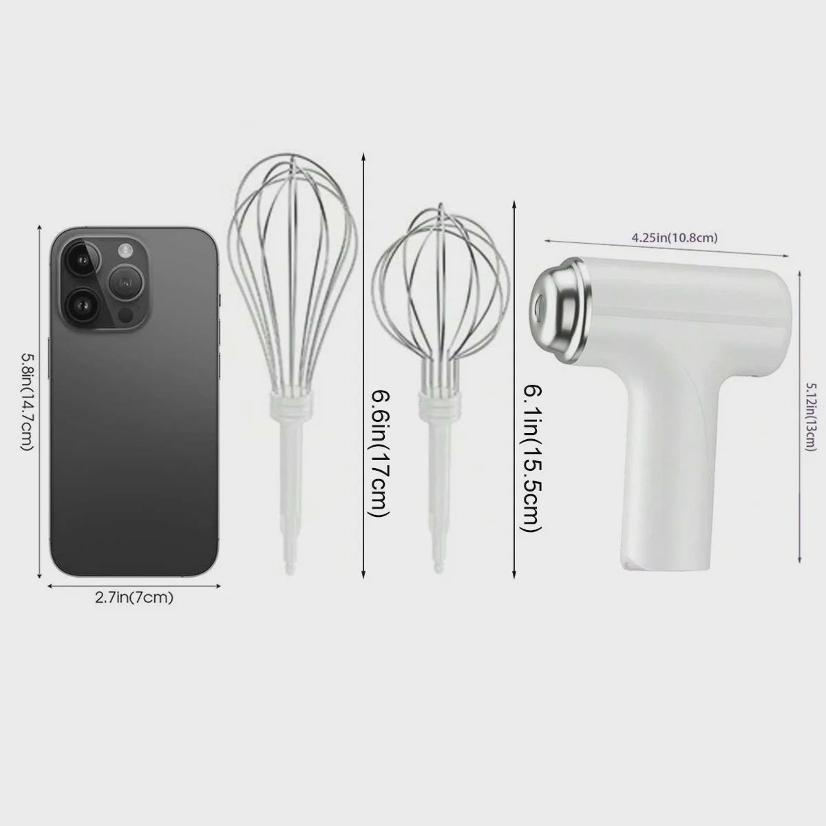 Draadloze Elektrische Handmixer met 3 Snelheden - Perfect voor Bakken en Mixen