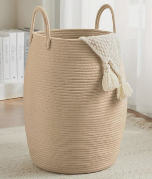 Bohemian Katoenen Opbergmand - Handgeweven Decoratieve Mand met Handvatten