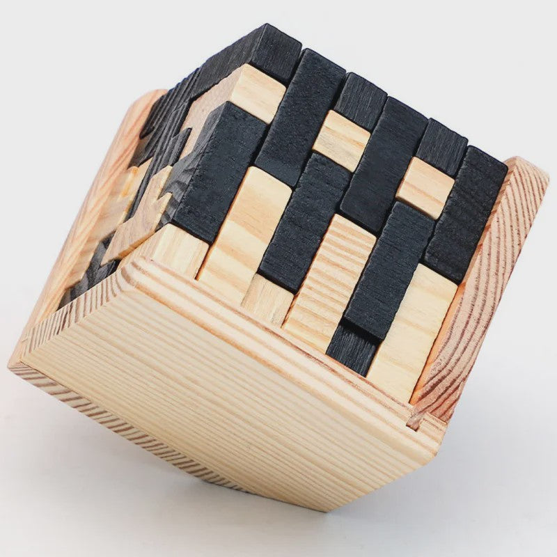 Houten 3D Kubus Puzzel - Educatief Breinbreker Spel voor Kinderen