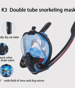 Volledig Droog Dubbel Buizen Snorkelmasker voor Volwassenen - Adem Vrij Onderwater