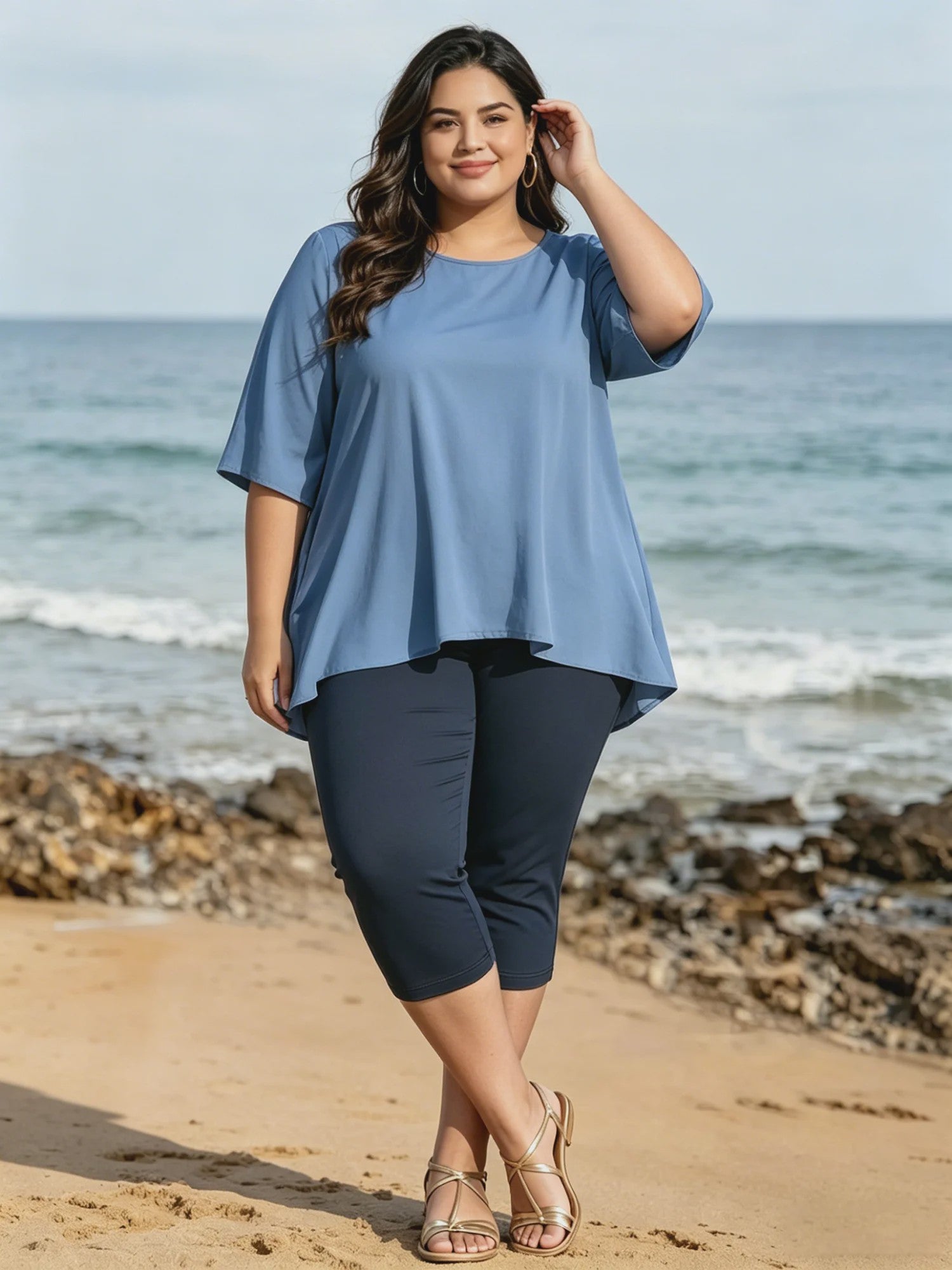 Plus Size Capri Leggings Hoge Taille - Comfortabele Stretch Yoga Broek voor Dames
